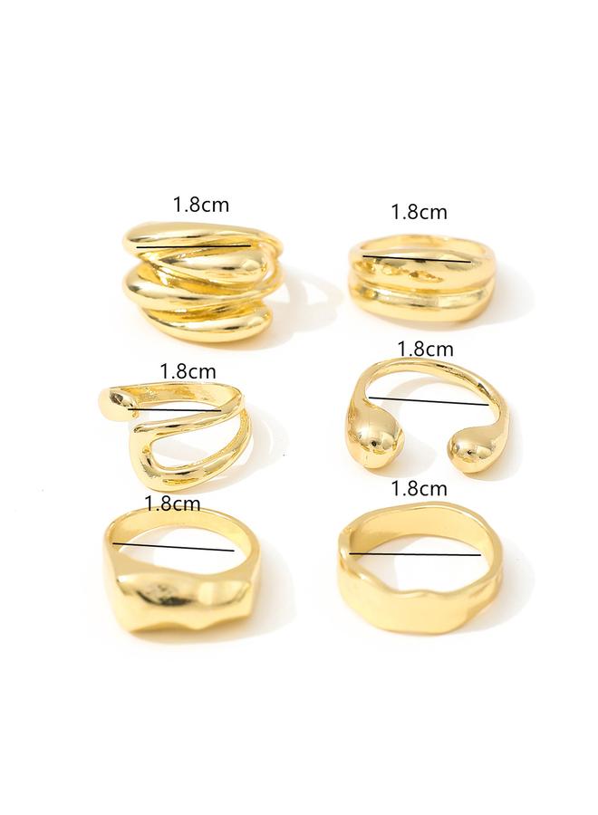 Take Two Set of 6 - Gold Statement Rings - Image 4