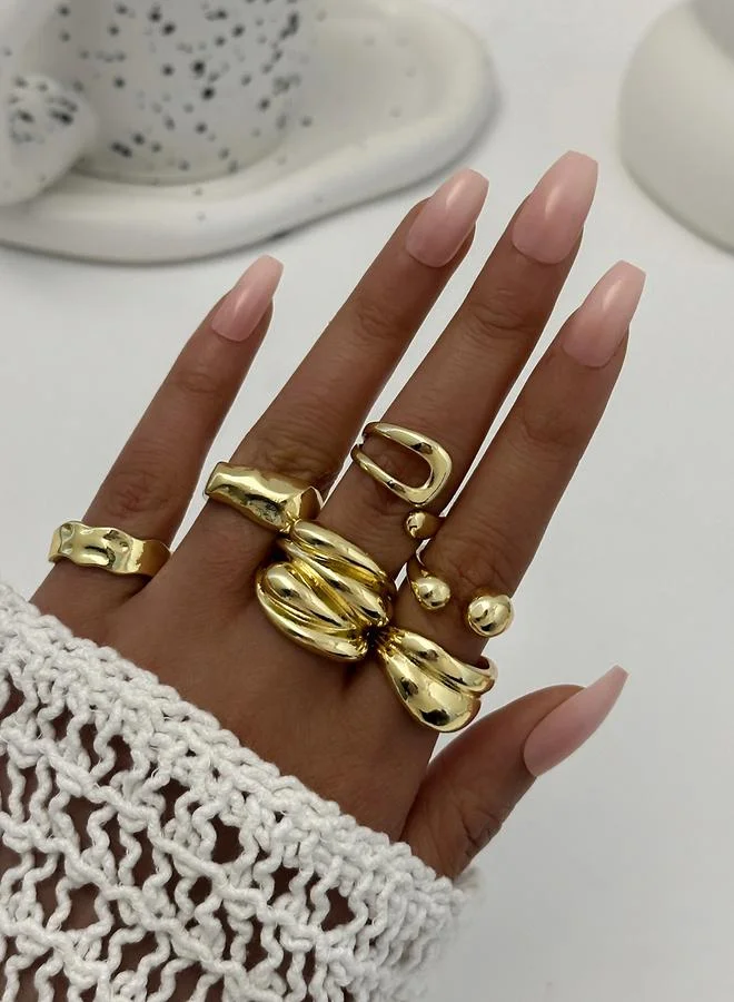Take Two Take Two Set of 6 - Gold Statement Rings