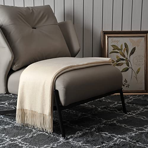 EP Mode 100% Pure Cashmere Throw Blanket for Sofa, Classic Design with Gift Box (Whisper White) - Image 2