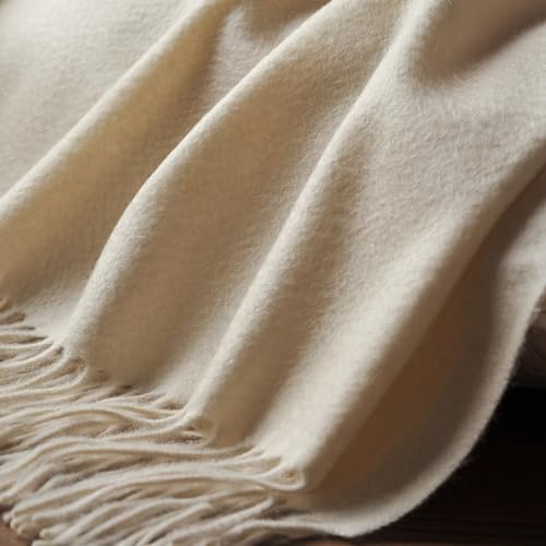 EP Mode 100% Pure Cashmere Throw Blanket for Sofa, Classic Design with Gift Box (Whisper White) - Image 4