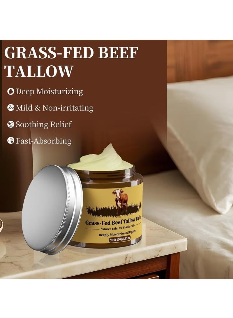 HTKCRX Beef Tallow for Skin, Tallow and Honey Balm, Facial Moisturizer Cream, 100% Organic Grass Fed Whipped Beef Tallow Balm Deeply Moisturizing for Face & Body, Suitable For All Skin Types(3.53oz) - Image 4