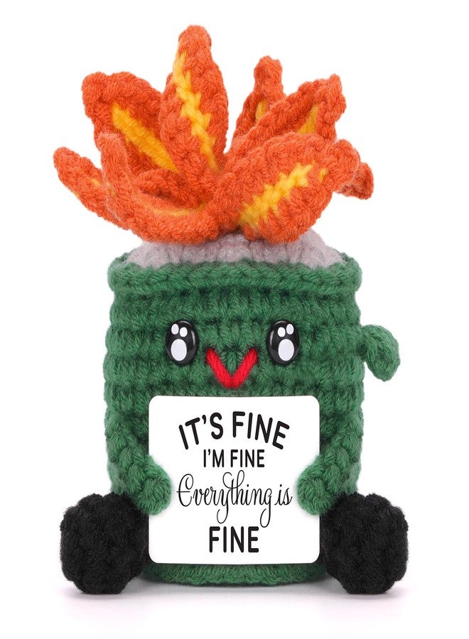 A AIFAMY Emotional Crochet Fire with Legs, Handmade Energy Dumpster Doll with Positive Card for Office Friends Funny Birthday Gag Gifts (Green) - Image 1