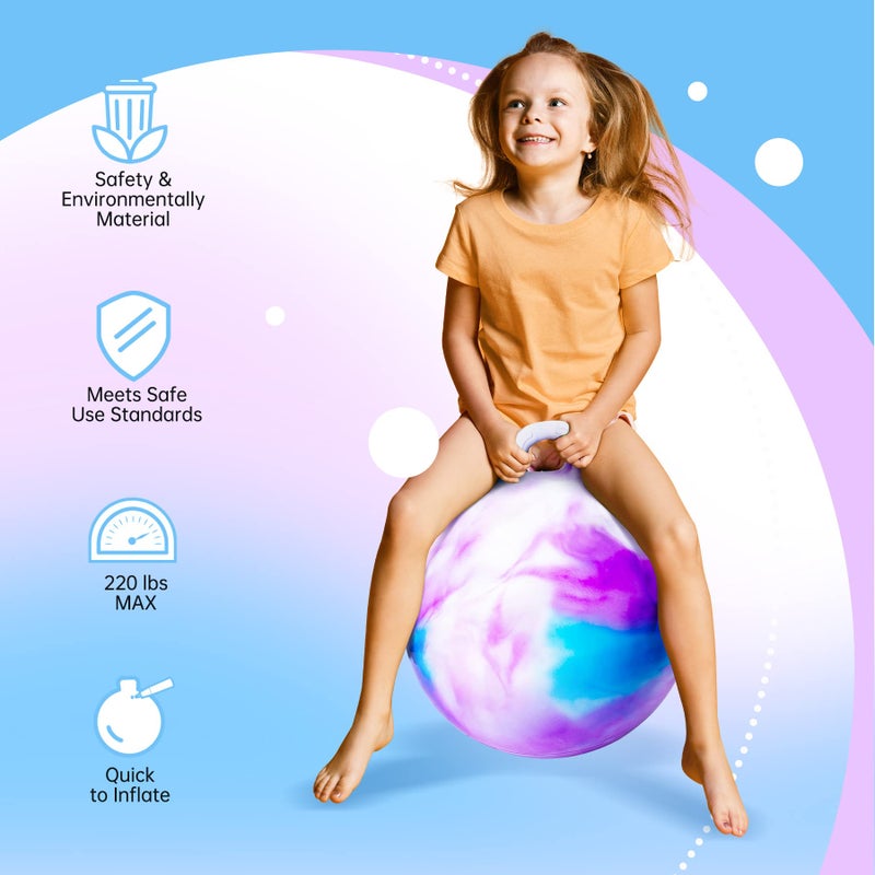 ZOOJOY Hopper Ball, Hopping Toys for Kids, 20 inch Bouncy Ball with Handle for Boys Girls Aged 5-12, Inflatable Clouds Bounce Hopper Toy with Pump - Image 4