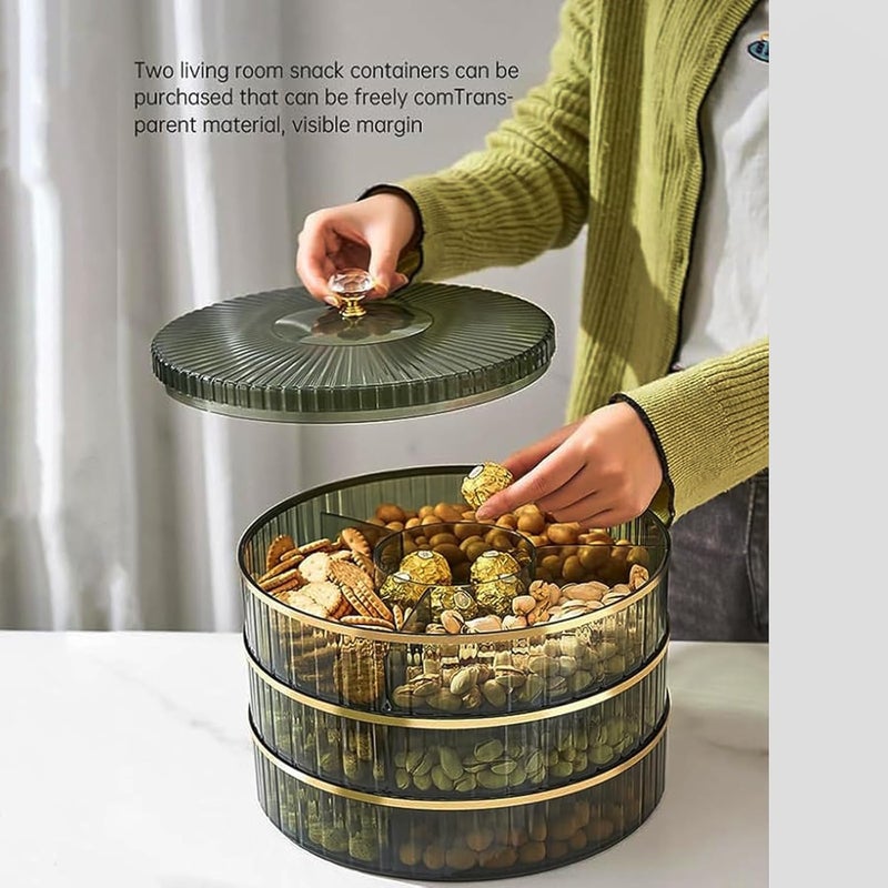 WAMIT 10 Inch Split Serving Tray with Lid - Snack Box Deli Container for Parties, Entertaining, Picnics - Portable Snack Platter Organize Candy, Fruit, Nuts, Snacks (Green) - Image 5