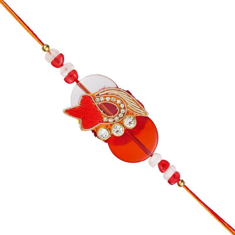 iinfinize Floral Designer Rakhi | Hand Crafted Bracelet Sister's Love | Raksha Bandhan Rakhis For Bhai Brother Bhaiya | Auspicious Silk Thread Rakhis With Roli Chawal - Image 1