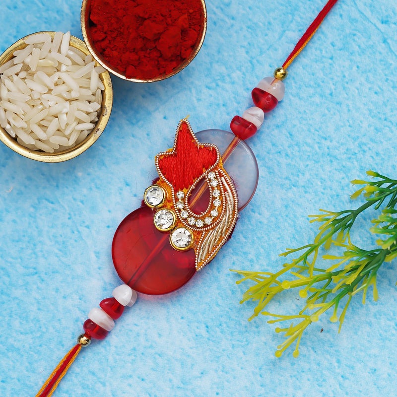 iinfinize Floral Designer Rakhi | Hand Crafted Bracelet Sister's Love | Raksha Bandhan Rakhis For Bhai Brother Bhaiya | Auspicious Silk Thread Rakhis With Roli Chawal - Image 2