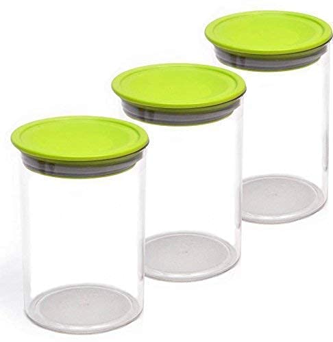 MEETZONE Plastic Kitchen Storage Airtight Jar for Food Beans Nuts Snack Pasta Cookie Candy Biscuit Multi Color Set of 3 - Image 5