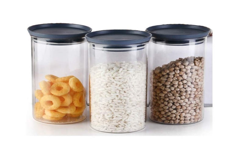 MEETZONE Plastic Kitchen Storage Airtight Jar for Food Beans Nuts Snack Pasta Cookie Candy Biscuit Multi Color Set of 3 - Image 4
