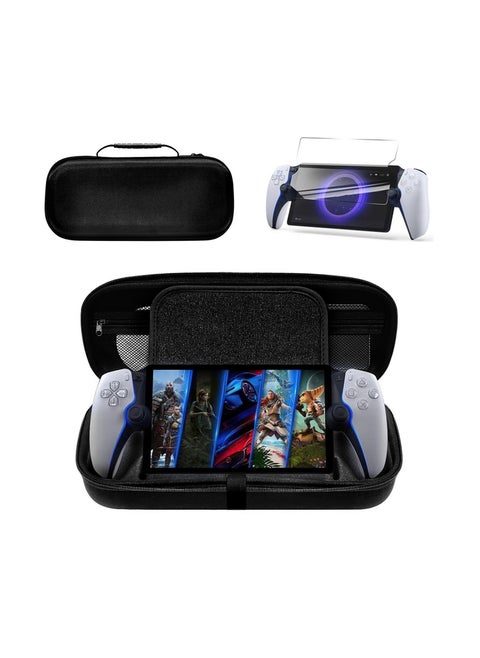 حقيبة حمل عدد 2 قطعة متوافقة مع حقيبة حمل حقيبة حمل متوافقة لمشغل PlayStation 5 Portal Portal عن بعد PS5 Portal حقيبة صلبة محمولة مع واقي شاشة PS5 غطاء حماية كامل PS5 ملحقات تخزين PS5 للسفر （أسود）