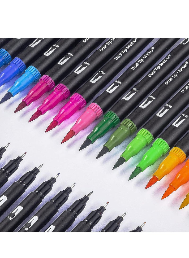 EHOME Dual Brush Pen 100 Colors Fine Point Markers Coloring Brush Art Marker for Kids Adult Coloring Books, Bullet Planners, Note Taking, Writing (100PCS)  - Image 2