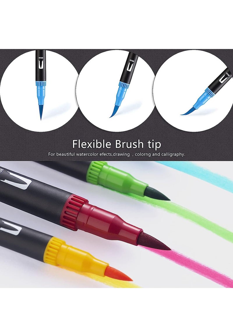 EHOME Dual Brush Pen 100 Colors Fine Point Markers Coloring Brush Art Marker for Kids Adult Coloring Books, Bullet Planners, Note Taking, Writing (100PCS)  - Image 4