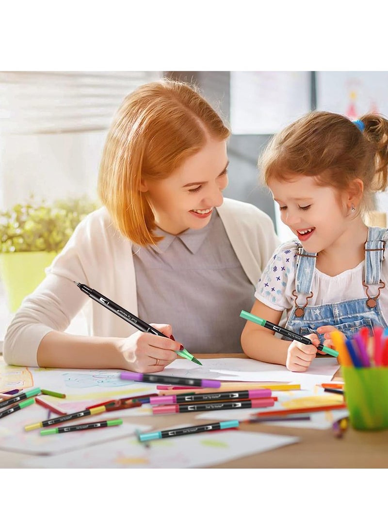 EHOME Dual Brush Pen 100 Colors Fine Point Markers Coloring Brush Art Marker for Kids Adult Coloring Books, Bullet Planners, Note Taking, Writing (100PCS)  - Image 5