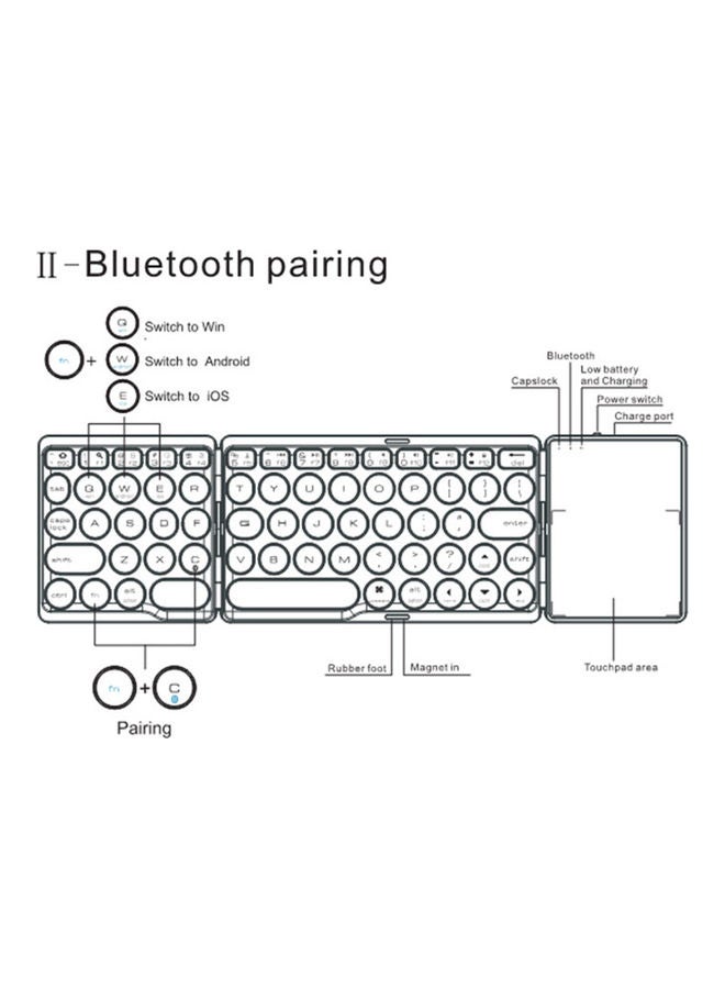 Arabest Bluetooth Keyboard With Touchpad For Windows/Android/IOS Black - Image 5