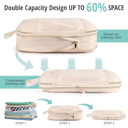 Bunnychill Expandable Compression Packing Cubes for Suitcases,6 Set Lightweight Compressible Travel Packing Organizer for Carry on Suitcase,Organizer Bags Set as Travel Essentials for Women - Image 3
