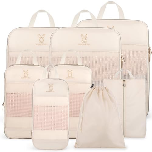Bunnychill Expandable Compression Packing Cubes for Suitcases,6 Set Lightweight Compressible Travel Packing Organizer for Carry on Suitcase,Organizer Bags Set as Travel Essentials for Women - Image 1