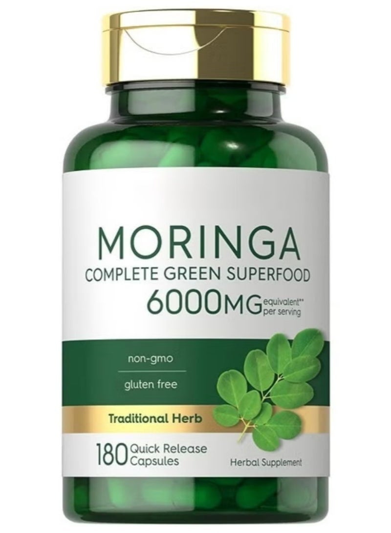 مورينجا كبسولات المورينجا 180 قطعة | مسحوق أوراق نقية مكمل فائق القيمة | يعزز الطاقة الطبيعية، إزالة السمك ودعم المناعة | خالية من المواد المعدلة وراثياً، خالية من الغلوتين، نباتي - Image 1