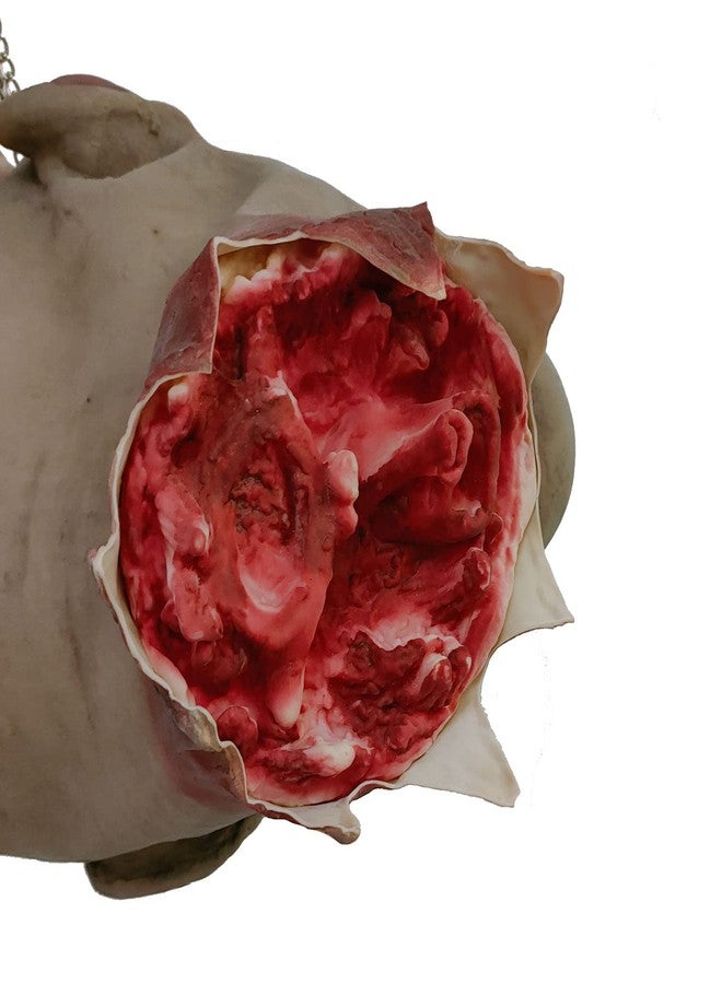 AOFOX Halloween Zombie Head Simulated Cut Off Dead Head Bloody Dead Body Parts Horrible Hanging Severed Head for Halloween Props Decorations Haunted House Props - Image 5
