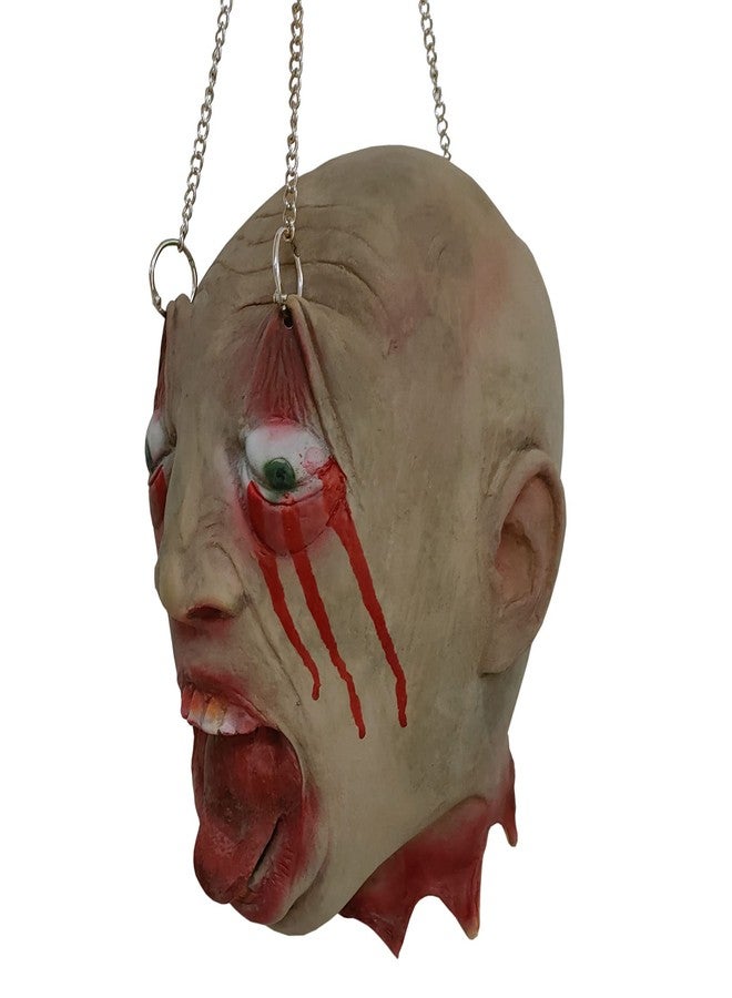 AOFOX Halloween Zombie Head Simulated Cut Off Dead Head Bloody Dead Body Parts Horrible Hanging Severed Head for Halloween Props Decorations Haunted House Props - Image 2