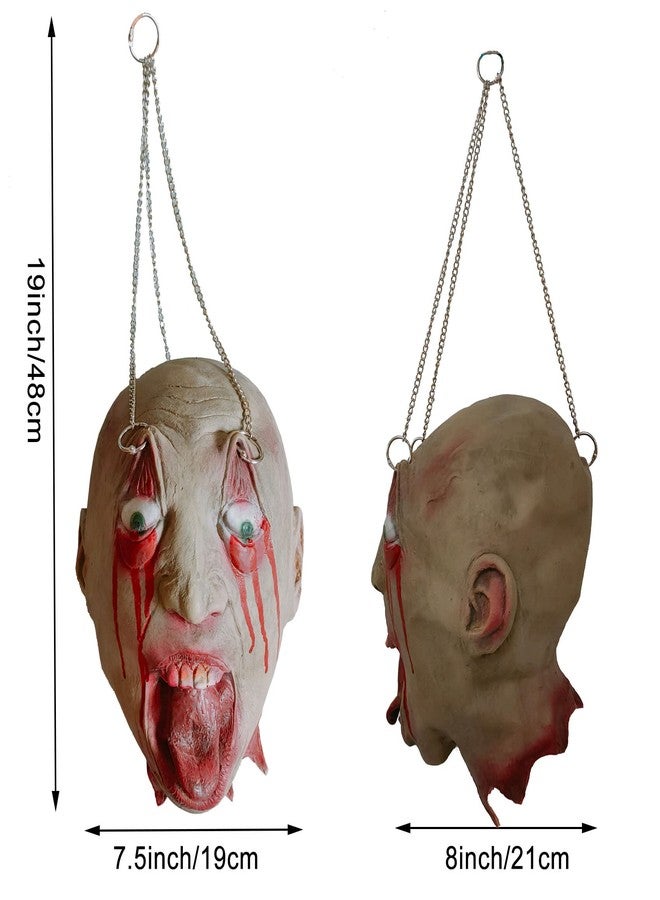 AOFOX Halloween Zombie Head Simulated Cut Off Dead Head Bloody Dead Body Parts Horrible Hanging Severed Head for Halloween Props Decorations Haunted House Props - Image 4