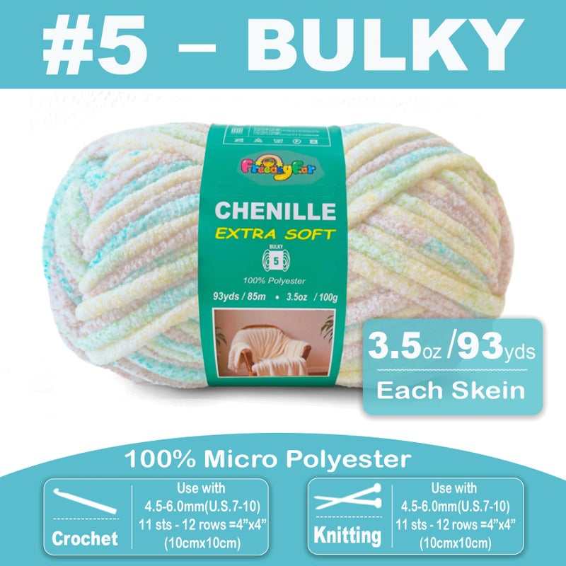 FREEASYFAR Super Soft Velvet Chenille Yarn for Crocheting and Knitting-Easy to Crochet-Bulky, 3.5oz/93yds of Each Skein-Chunky Plush Yarn for Hand Craft Blanket Ammigurumi DIY (Soft Cream, 6 Pack) - Image 2