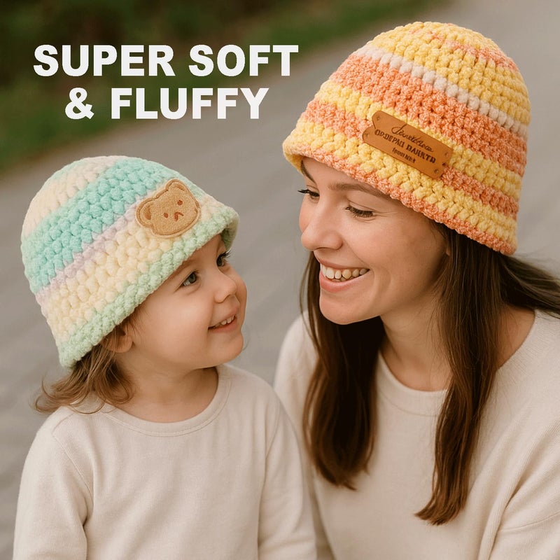 FREEASYFAR Super Soft Velvet Chenille Yarn for Crocheting and Knitting-Easy to Crochet-Bulky, 3.5oz/93yds of Each Skein-Chunky Plush Yarn for Hand Craft Blanket Ammigurumi DIY (Soft Cream, 6 Pack) - Image 4