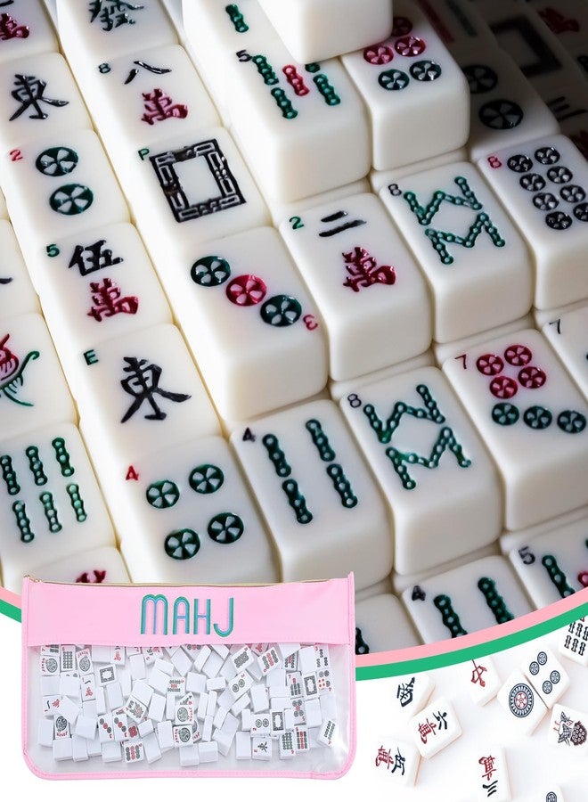 Sunnymove 1 PCS American Mahjong Bag - Empty Mahjong Tiles Bag Only with Zippered & Letters, Case Only(Pink,Mahj) - Image 5