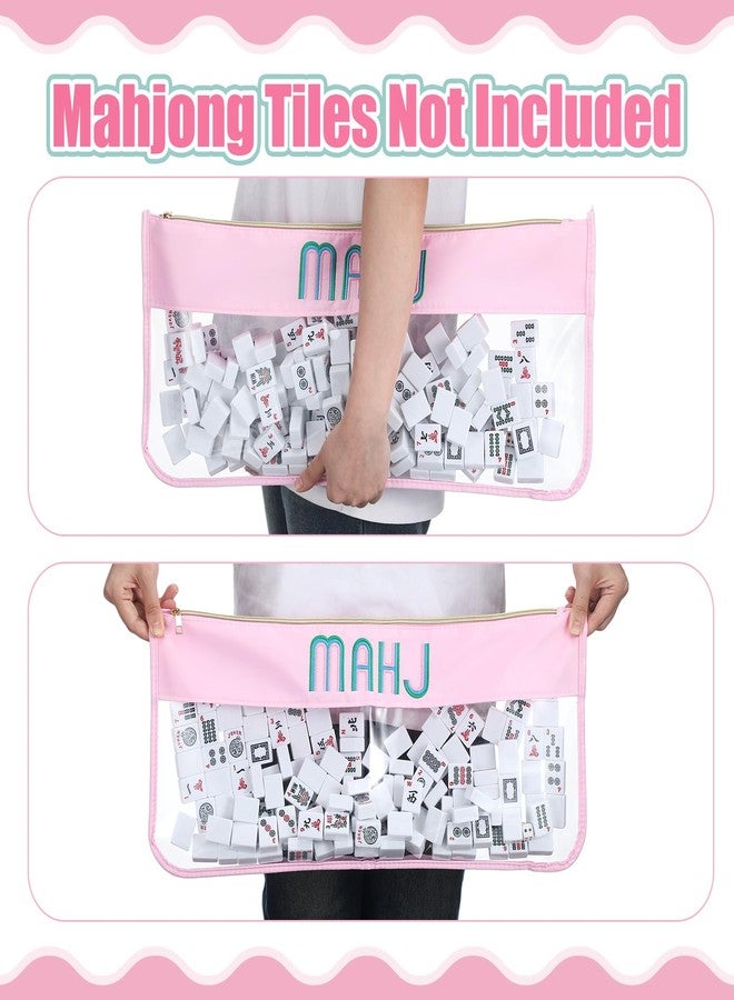 Sunnymove 1 PCS American Mahjong Bag - Empty Mahjong Tiles Bag Only with Zippered & Letters, Case Only(Pink,Mahj) - Image 4