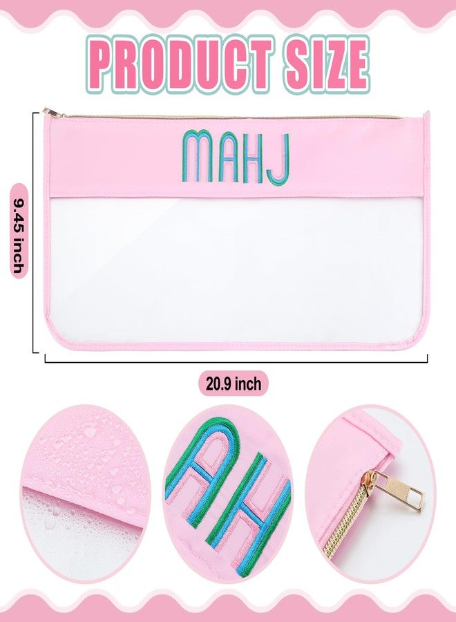 Sunnymove 1 PCS American Mahjong Bag - Empty Mahjong Tiles Bag Only with Zippered & Letters, Case Only(Pink,Mahj) - Image 2