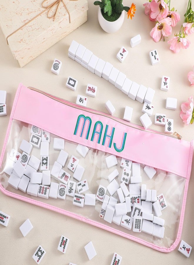 Sunnymove 1 PCS American Mahjong Bag - Empty Mahjong Tiles Bag Only with Zippered & Letters, Case Only(Pink,Mahj) - Image 3