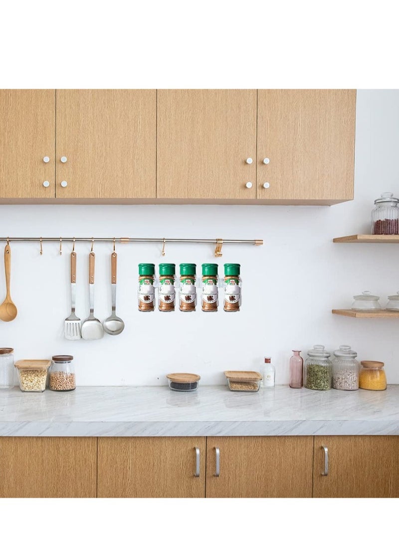 Excefore رف توابل مثبت على الحائط حاملي تخزين التوابل 8 شرائح أرفف توابل تحمل 40 جرة زجاجية ثقيلة بلاستيكية للأبواب الخزائن - Image 2