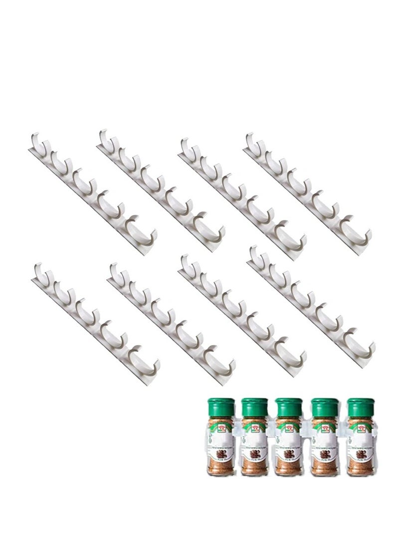 Excefore رف توابل مثبت على الحائط حاملي تخزين التوابل 8 شرائح أرفف توابل تحمل 40 جرة زجاجية ثقيلة بلاستيكية للأبواب الخزائن - Image 1