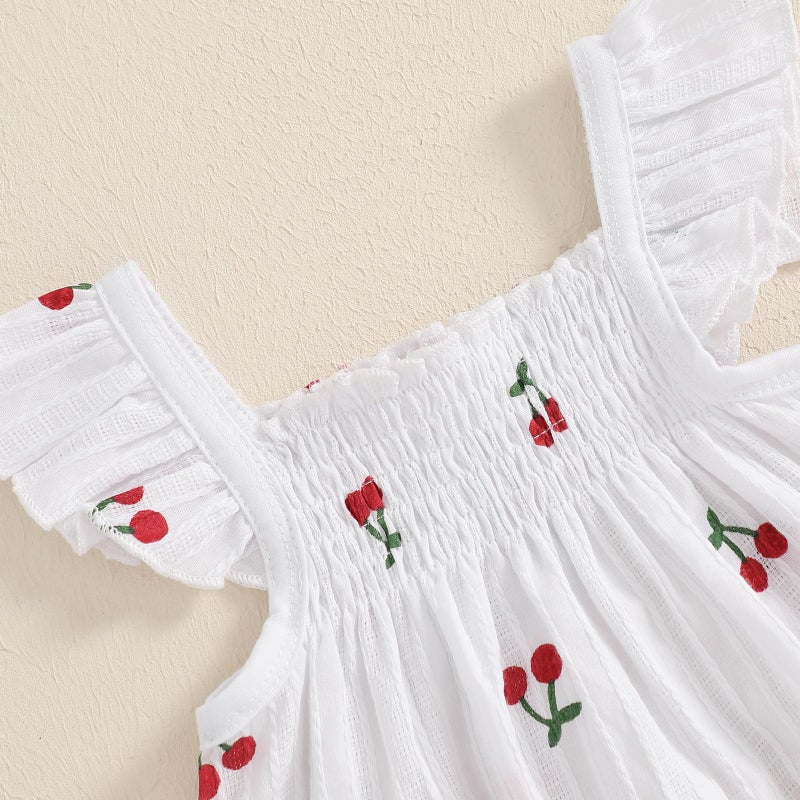 Mubineo Baby Girl Summer Clothes Cute Ruffle Tops Dress Shorts Outfits Set Infant Toddler Shrit Bloomers Princess Outfit (White, 12-18 Months) - Image 5