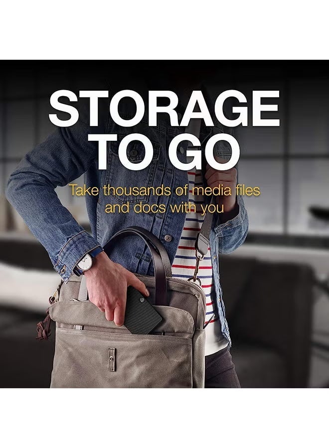 سيجيت برودكتس قرص صلب خارجي محمول سعة 2 تيرابايت، واجهة USB 3.0 مايكرو، يعمل بالطاقة من خلال الناقل، مُهيأ مسبقًا بنظام exFAT، خدمات استعادة البيانات متوافقة مع ويندوز وماك، باللون الأسود | STKM2000400 2 تيرابايت - Image 2