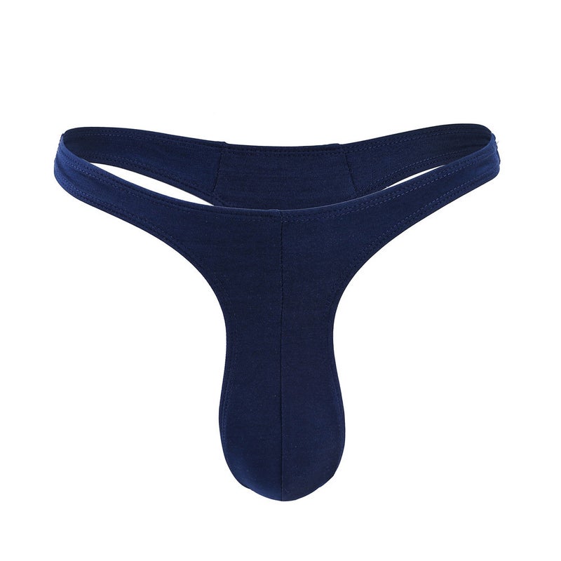 European and American Cross-border Mens Sexy Thongs Seamless Low Waist Sexy Adult Young Gay Mens Narrow Hip T-pants Navy blue
