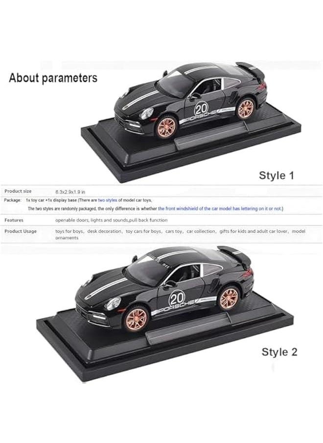Generic - Toy Cars Porsche 911 GT3 RS RSR Turbo S Diecast Model Cars,Pull Back Car with Light and Sound Sports Race Car for Boys Age 4-7 Gifts Black - Image 1
