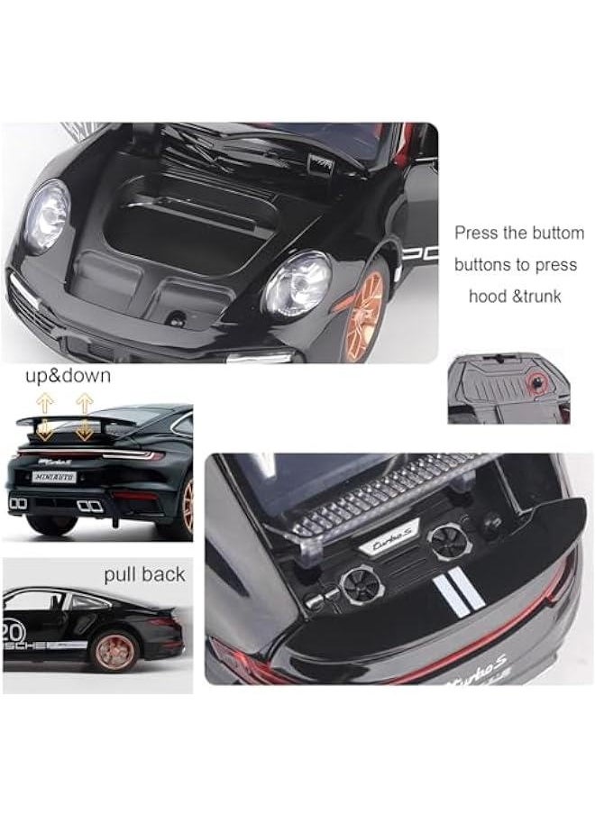 Generic - Toy Cars Porsche 911 GT3 RS RSR Turbo S Diecast Model Cars,Pull Back Car with Light and Sound Sports Race Car for Boys Age 4-7 Gifts Black - Image 1