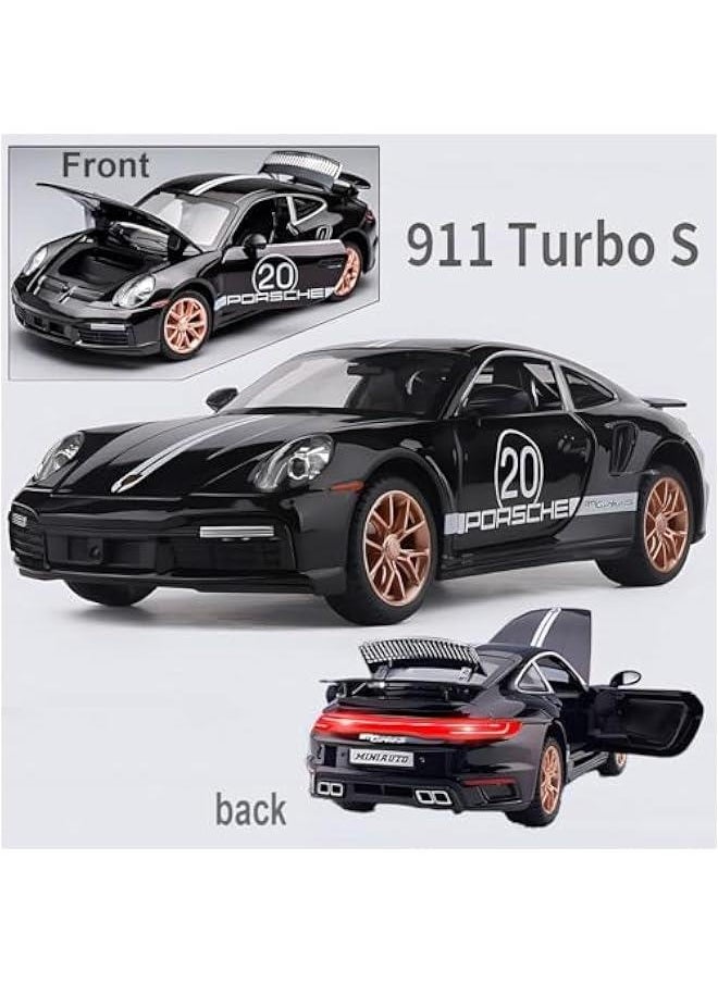 Generic - Toy Cars Porsche 911 GT3 RS RSR Turbo S Diecast Model Cars,Pull Back Car with Light and Sound Sports Race Car for Boys Age 4-7 Gifts Black - Image 1