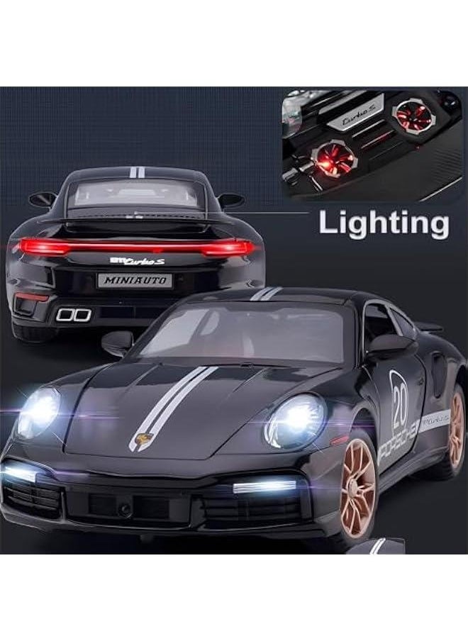 Generic - Toy Cars Porsche 911 GT3 RS RSR Turbo S Diecast Model Cars,Pull Back Car with Light and Sound Sports Race Car for Boys Age 4-7 Gifts Black - Image 1