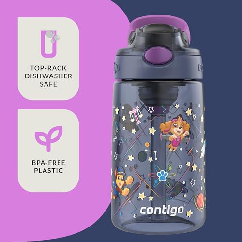 Contigo Aubrey Paw Patrol Leak-Proof Spill-Proof Water Bottle with Autospout, 14oz, Paw Patrol Space Zodiac, Purple - Image 4