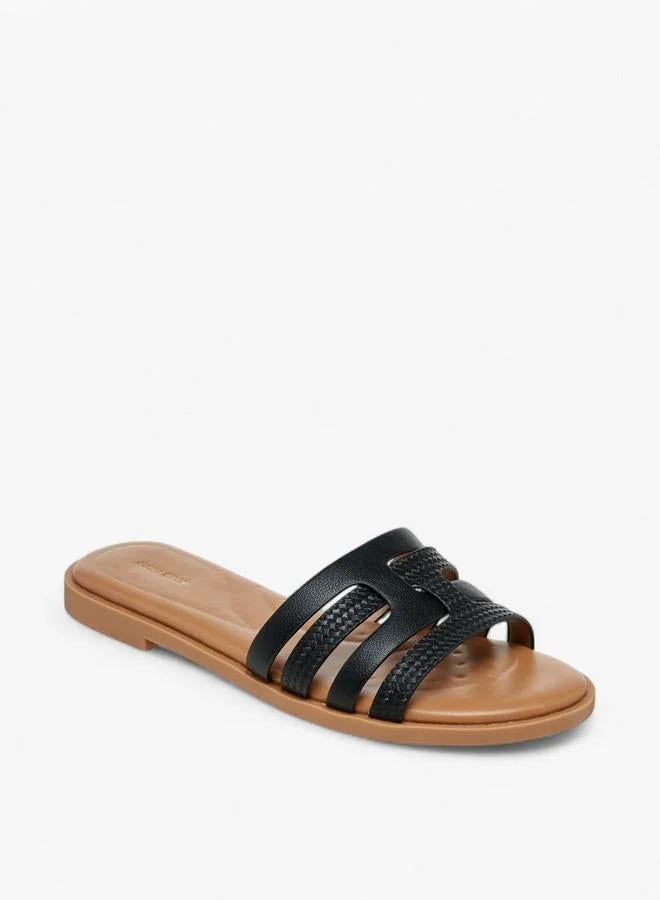 Flora Bella By Shoexpress Textured Cross Strap Slip-On Sandals