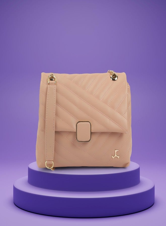 Mochi Women Pink Casual Faux leather Soft Body Magnet closure Quilted Sling Bag (66-793) - Image 2