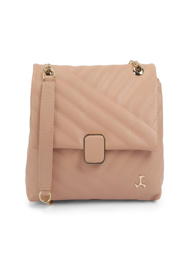 Mochi Women Pink Casual Faux leather Soft Body Magnet closure Quilted Sling Bag (66-793) - Image 1