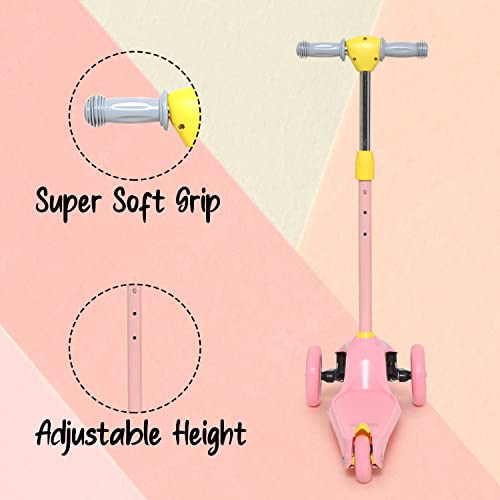Fun Ride Funride Kids Scooter, Road Runner Three Wheel Kick Scooters for Boys & Girls with Adjustable Height & Rear Brake, 3 Wheels Skate for Age 2-4 Years (Pink) - Image 3