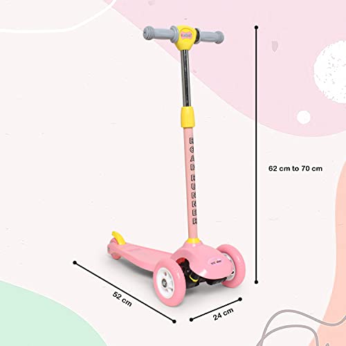 Fun Ride Funride Kids Scooter, Road Runner Three Wheel Kick Scooters for Boys & Girls with Adjustable Height & Rear Brake, 3 Wheels Skate for Age 2-4 Years (Pink) - Image 5
