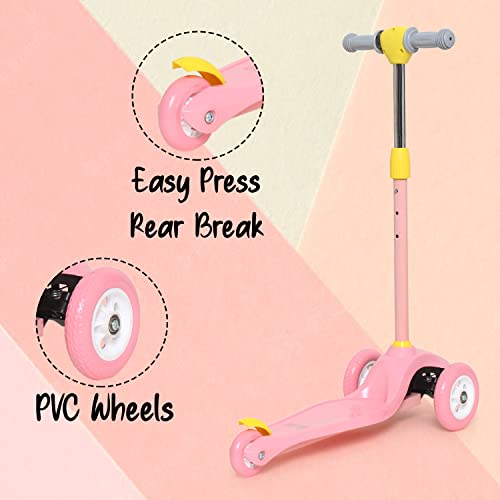 Fun Ride Funride Kids Scooter, Road Runner Three Wheel Kick Scooters for Boys & Girls with Adjustable Height & Rear Brake, 3 Wheels Skate for Age 2-4 Years (Pink) - Image 2