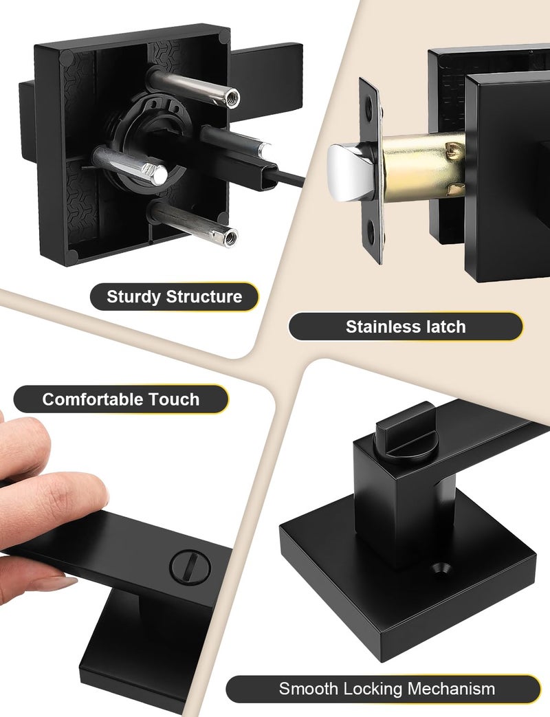 Tinewa 10 Pack Square Privacy Door Levers Locksets in Matte Black Finish, Bed/Bath Door Levers Keyless Interior Handles,Reversible for Left Right Handed Doors - Image 4
