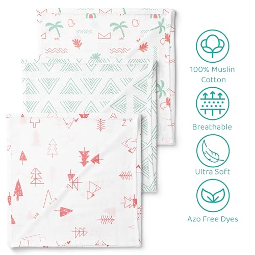 1ST STEP 100% Cotton Muslin Baby Swaddle Set, Pack of 3, Size-120cm x 100cm (47"x39"), (Green) - Image 2