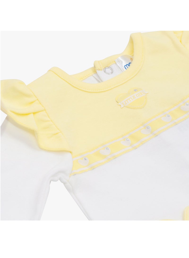 MOON 100% Cotton Sleepsuit 1-3M Yellow&white - Lemon Hearts - Image 3