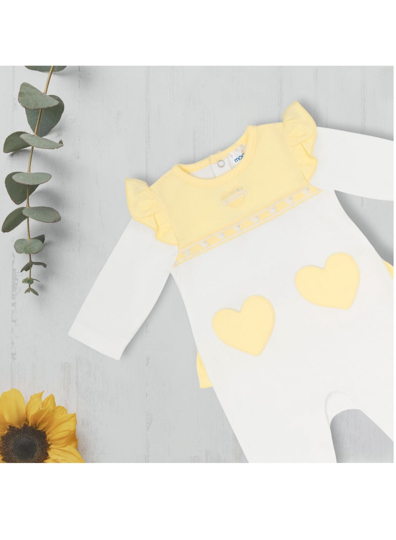 MOON 100% Cotton Sleepsuit 1-3M Yellow&white - Lemon Hearts - Image 5