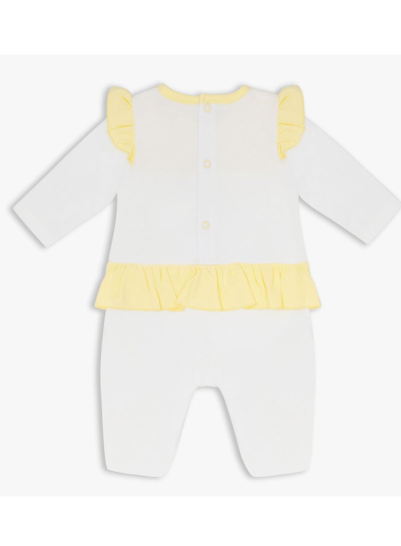 MOON 100% Cotton Sleepsuit 1-3M Yellow&white - Lemon Hearts - Image 2